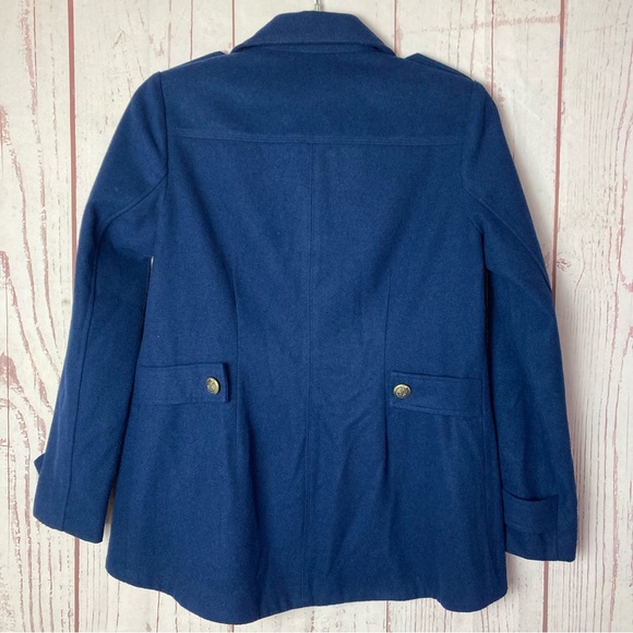 Cabi M Medium Wool Blend Double Breasted Pea Coat Blue Military Nautical - Picture 11 of 11
